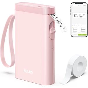 Nelko Label Maker Machine with Tape, P21 Bluetooth Label Printer, Wireless Mini Label Makers with Multiple Templates for School Office Home, Pink