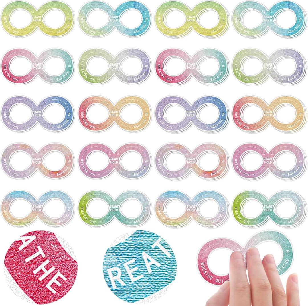 Crtiin 50 Pieces Anxiety Sensory Stickers for Anxiety Relief Items Mental Health Stickers Fidget Textured Strips for Office Classroom Desk Relieve Adult Stress(Dreamy Style)