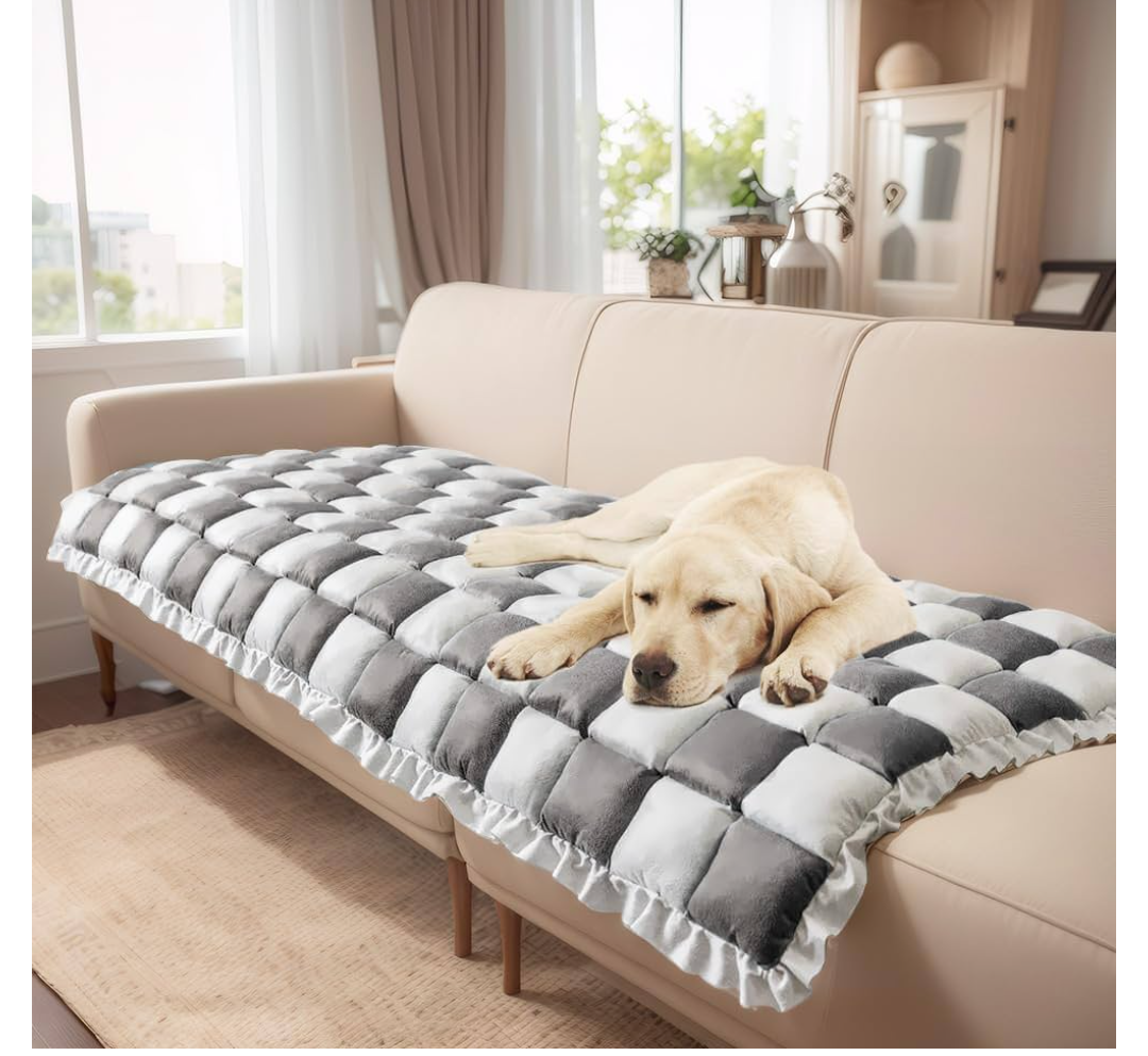 TOPCHANCES Dog Couch Cover Protector,Thickened Non-Slip Washable Plaid Sofa Pads for Couch,Pet Sofa Couch Cover Furniture Covers for Camping,Car,Floor&Bed,All-Season(28x71in)