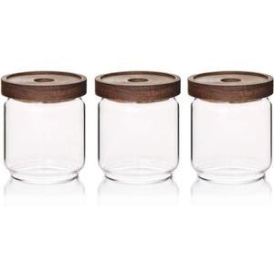 Sweejar 16 OZ Glass Food Storage Jar with Lid(set of 3),Airtight Canisters for Bathroom,Kitchen Container with Bamboo Cover for Serving Tea, Coffee, Spice and More
