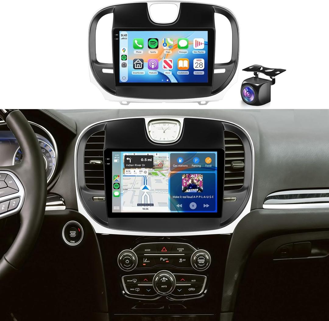 4G+64G Car Radio Stereo for Chrysler 300 2011-2019, 9inch HD in-Cell Touch Screen/Android 15/Wireless CarPlay/Android Auto/GPS/WiFi/5.0Bluetooth/FM/RDS/SWC/AHD Backup Camera