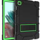 Samsung Galaxy Tab A8 Case with Kickstand, Hybrid Shockproof Rugged Cover for Samsung A8 Tablet Case 10.5 Inch (SM-X200/X205/X207), Black+Green