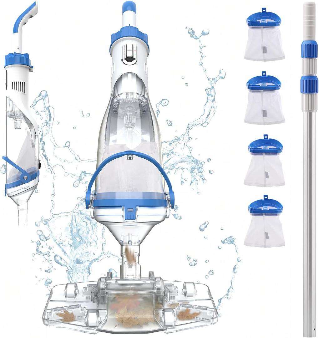 Cordless Pool Vacuum for Above Ground & Inground Pools, 1110 GPH Suction