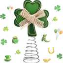 Zomiboo St Patrick's Day Miniature Tree Topper with Lucky Shamrock Decoration St Patrick's Day Ornaments Irish Theme Tree Decoration for Holiday Party Supplies Gift