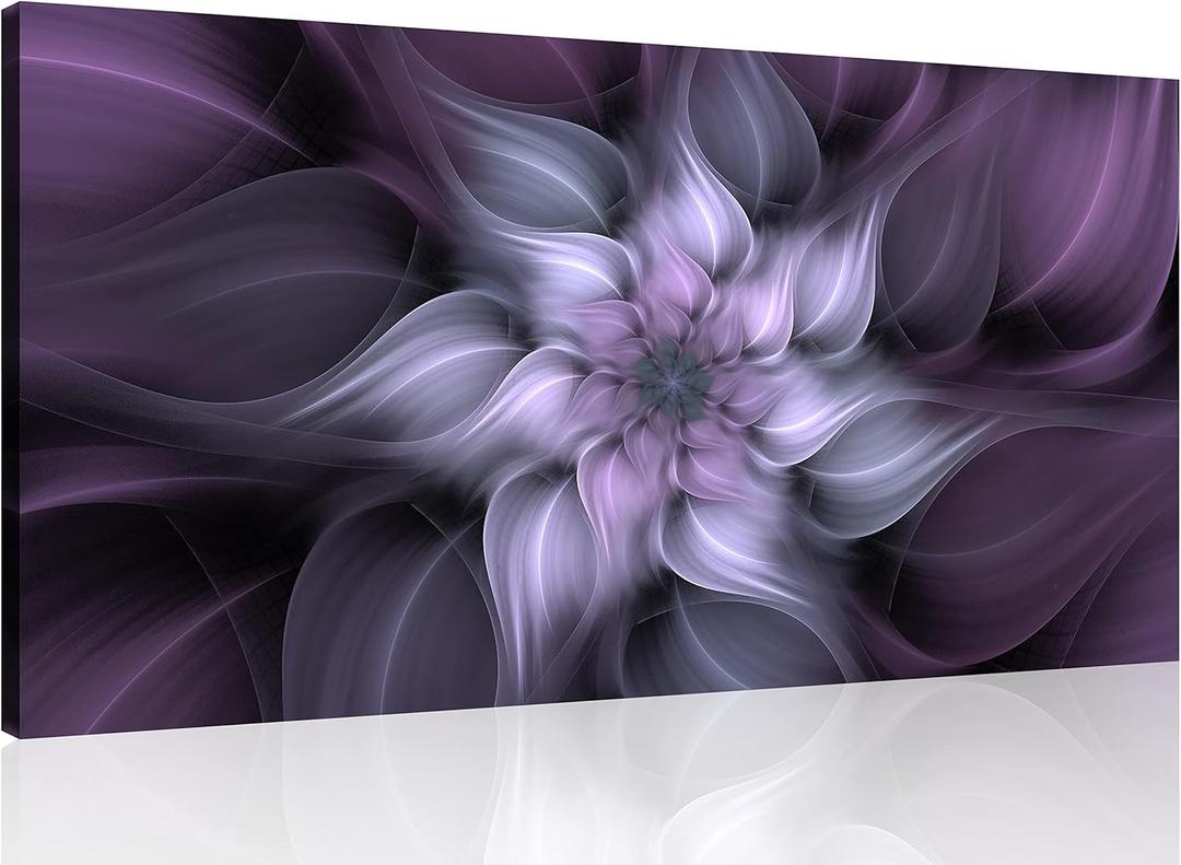 TutuBeer 1 Panel Bauhinia Chinese Redbud Purple Flower Plant Botany Picture Flower Artwork Oil Painting on Canvas Stretched and Framed 24x48 inch Print Home Decor Living Room Bedroom Wall Art Hanging (48L" x 24W")