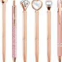 YOXMJDB Cute Pens for Women, 6 Pcs Rose Gold Pens Metal Ballpoint Pen Bulk, 1.0mm Medium Point Black Ink, Office and School Supplies Cool Fun Pen Gifts for Women Teacher Nurse (Rose Gold)