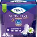 TENA Sensitive Care Extra Coverage Overnight Incontinence Pads for Women, Bladder Control and Postpartum, Aloe and Vitamin E Infused, 48 Count