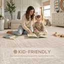 Nakagishi 7x10 Area Rugs Living Room: Washable Large Vintage Rug Neutral Non-Slip Soft Stain Resistant Indoor Carpet for Bedroom Nursery Dining Room Office Playroom - Beige