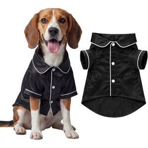 Dog Silk Pajamas Shirts Puppy Satin Pjs Pet Sleepwear Soft Faux Silk Lapel Two-Legged for Small Dogs Bridal Party