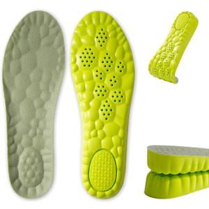Height Increase Insoles for Men - 4D Cloud Technology Memory Foam Inserts, Super Soft Elevator Insoles with Shock Absorption, Trim to Fit for Men and Women (Men: 6-8/Women: 6-10,Lift 3.5CM) (Grey Green)