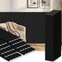 RITOLLO 18 Pack WPC Wainscoting Panels, 3D Fluted Wall Paneling 48.2 x 6.2 Inch, Modern Accent Wall Decor for Interior Decor, TV Background, Living Room, Bedroom, Office, Black