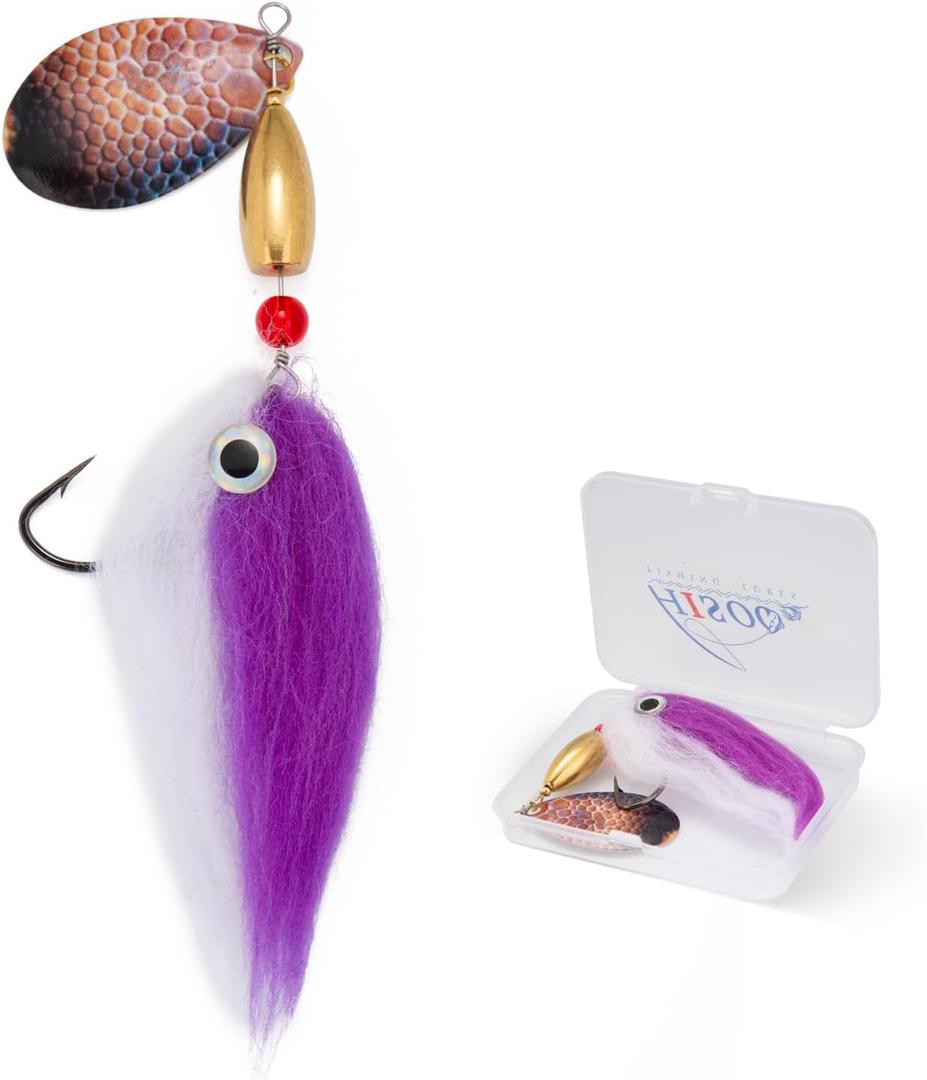 Pike Musky Walleye Fishing Lure Spinnerbait with Feathered Hooks Rooster Tail Fishing Lures Spoon Lures Baits with Tackle Box