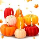 8 Pcs Pumpkin Shaped Candle Soy Scented Thanksgiving Pumpkin Tealight Candles Handmade Wax Home Party Thanksgiving Table Decor
