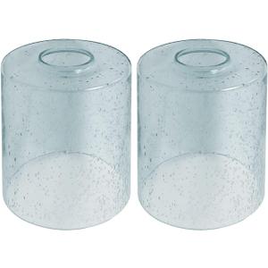 2 Pack Blue Seeded Glass Lamp Shades, Cylinder Light Fixture Replacement Globe or Cover with 1-5/8-Inch Fitter for Chandelier Wall Sconce Pendant Light G0129-Cylinder Bubble 2 Glass Blue