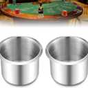 Tessco for you 2 Pcs Table Cup Holder Inserts Stainless Steel Drop in Drink Cup Holder Insert Metal Table Accessories for Casino Desk Car Trucks Boat Sofa Cupholder Storage