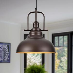 TAKEGO 11.8 Farmhouse Pendant Lights Kitchen Island, Oil Rubbed Bronze Rustic Pendant Light Fixture, Vintage Dome Pendant Light, Industrial Hanging Ceiling Lamp for Dining Room, Hallway