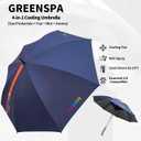 54 inch Golf Umbrella Waterproof with Mister and Fan, Cooling UV Sun Protection Golf Essential, Carry On Bag Airline Approved, Battery Powered