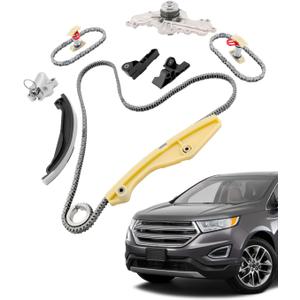 Timing Chain Kit 3.5 3.7 L, w/Water Pump, Compatible with 2011-2019 Ford F-150 / Edge/Explorer/Taurus/Police/Flex, Lincoln MKS/MKZ/MKX, V6 3496cc 3726cc, #BL3Z-6268-A AT4Z-6268-A 125-3340