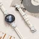 Leather Band for Samsung Galaxy Watch 7/6/5/4/ FE Band 40mm 44mm Women, Bling Leaf Clover Slim Watch Band Replacement Strap for Galaxy Watch 4/6 Classic/5 Pro/Active 2
