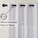 Estelar Textiler White Linen Boho Farmhouse Curtains for Bedroom, Textured Embroidered Curtains 90 Inches Long, Soft Light Filtering Semi Sheer Grommet Top Drapes for Living Room, 52Wx90L, 2 Panels