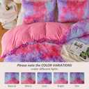 EMME Luxury Fuzzy Duvet Cover Set King Size Fluffy Comforter Cover Set for King Bed 2 Pieces Shaggy and Plush Soft Bedding Duvet Covers (Rainbow Pink Purple, King)