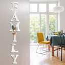 Outus 3D Family Home Sign Letters Living Room Decor Family Rustic Farmhouse Wall Decor Acrylic Mirror Decorative Butterfly Mirror Wall Sticker Decals for Living Room Bedroom Kitchen (Silver)