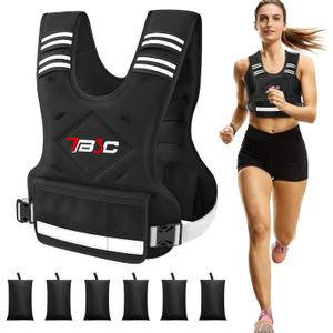 Adjustable Weighted Vest for Women - 04-10lb/11-20lb/20-32lb Vest with 6 Ironsand Weights for Strength Training,Body Weight Vest Exercise Set for Running, Walking and Home Workouts (Black)