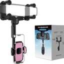 Phone Mount for Car, Rear View Mirror Phone Holder, Rotatable and Retractable Car Phone Holder Mount Rearview Mirror Phone Holder for Car Compatible with iPhone Samsung Cell Phones (Pink)