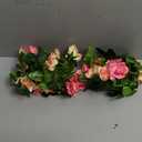 JUSTOYOU Artificial Rose Garland Vines Pink Flowers Hanging Silk Rose Vine for Wedding Home Office Arch Arrangement Decoration 7.6FT(2PCS)