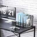 SUPEASY Desk Organizers Metal Desk Magazine File Holder with 5 Vertical Compartments Rack File Organizer for Office Desktop, Classroom, Home Workspace, Black