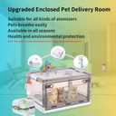 Oxygen for Dogs Chamber with Wheels, 89L Folding Puppy Incubator, Large Breathable Visible Dog Oxygen Chamber with Pet Bed Mat Care Accessories, White, 89L