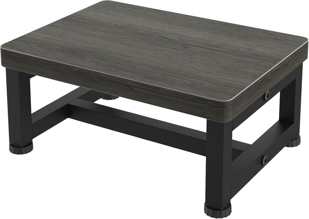 Step Stools for Adults Kids with Non-Slip Rubber Feet, Heavy Duty Wooden Stepping Stools with 500-LBS Capacity for Bedroom Kitchen Bathroom, Sturdy Bed Steps for High Beds, Easy to Assemble, Gray