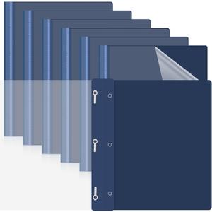 Teling 24 Pcs Clear Front Report Covers with 3 Prongs Presentation Folders Plastic Resume Portfolio Report Letter Size Presentation Binder for Paper Document School Office(Navy Blue)