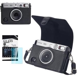 CAIYOULE Mini EVO Case, Protective Case for Fujifilm Instax Mini EVO Instant Digital Hybrid Camera, Mini EVO Accessories with PU Leather Bag and Screen Protector (Vintage Black)