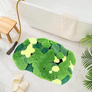 UKELER Cute Moss Bath Rug Shaggy Plush Washable Green Moss Bath Mat for Bathroom Non Slip Absorbent Bathroom Rugs for Shower, Tub, Sink, Toilet, Entry Way, 31''20''