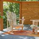 Shine Company Westport Wooden Adirondack Chair, Outdoor Patio Firepit Chairs, Back & Seat Pre-Assembled, Natural
