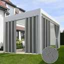HolidayIdeas 4 Panels Linen Outdoor Curtains for Patio Waterproof Curtains 54" Wide x 84" Long-Indoor/Outdoor Light Grey Curtains Waterproof, Privacy for Pergola, Porch, Gazebo, Backyard, Sunroom