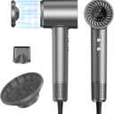 Hair Dryer, 150000 RPM Brushless Motor with 500M Negative Ions, Fast-Dry Lightweight Design, ThermoControl & Magnetic Nozzle/Diffuser, Low Noise Salon Blow Dryer for All Hair, Travel, Home
