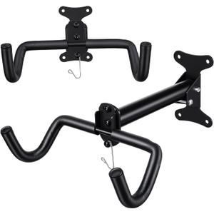 2 Pcs Bike Rack Garage, Black Metal Bike Wall Mount Hanger Heavy Duty Bikes Wall Hanger Adjustable Metal Hook Holder for Road Mountain Indoor Bicycle Storage