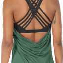 icyzone Women's Open Back Workout Athletic Yoga Tank Tops with Built in Bra (Large)