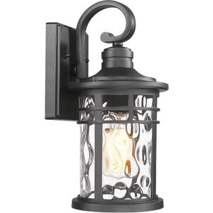 Outdoor Porch Lights Wall Mount Sconces with Water Ripple Glass Outdoor Lighting Waterproof Exterior Lantern for House Front Porch Patio Garage Doorway Garden