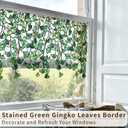 Original Hand Drawn Window Privacy Film, Double Sided Static Cling for Glass Window Green Ginkgo Cascade 22.83×51.18"