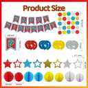 Cartoon Birthday Party Decorations, Party Supplies Happy Birthday Banner, Honeycomb Balls, Red Blue Theme Hanging Swirls, Circle Dots Garland, for Boys and Girls