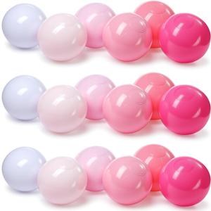 Realspring 24 Pcs Inflatable Beach Balls for Kids Bulk Pastel Solid Color Jumbo Beach Ball Swim Pool Floating Toys Baby Shower Birthday Summer Party Decor(Pink and White,26.5 Inch)