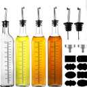 WERTIOO Olive Oil Dispenser Bottle,4Pack 17 OZ Glass Oil Dispenser for Kitchen with 4 Pourer,2 Stainless Steel Funnel & 1 Pen and 8 Label for Kitchen (500ml)