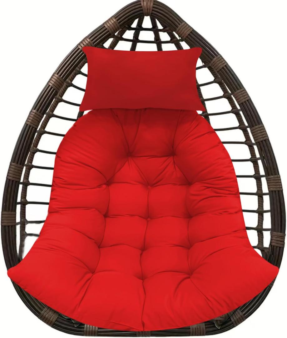 Thicken Hanging Basket Seat Cushion with Headrest, Hammock Swing Chair Cushions, Soft Egg Patio Chair Cushion with High Elasticity PP Cotton, for Indoor and Outdoor Garden Offices (with Pillow)