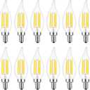 E14 LED Bulb European Base 4W LED Chandelier Light Bulbs Dimmable 40W Equivalent,Flame Tip Candelabra LED Bulbs,110V 4000K Neutral White,12 Pack
