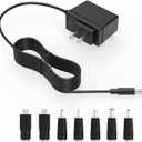 5V 2A Universal Power Adapter with Multi-Tips, DC 5.52.1mm Charger with 7 Plug Adapters for Speaker, Router, Camera, LED Lights & Small Electronics, 5 Volt 2 Amp DC/5V Replacement