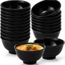 Tioncy 20 Pack 10 oz Melamine Bowls Black Round Dessert Bowls Set for Pasta Cereal Rice Soup Snack Candy Ice Cream Pudding Fruit Salad, Dishwasher Safe