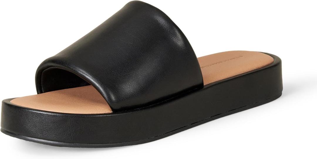 Amazon Essentials Women's Slide Flatform Sandal (9, Black)